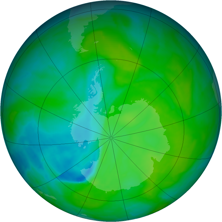 Antarctic ozone map for 28 November 2013